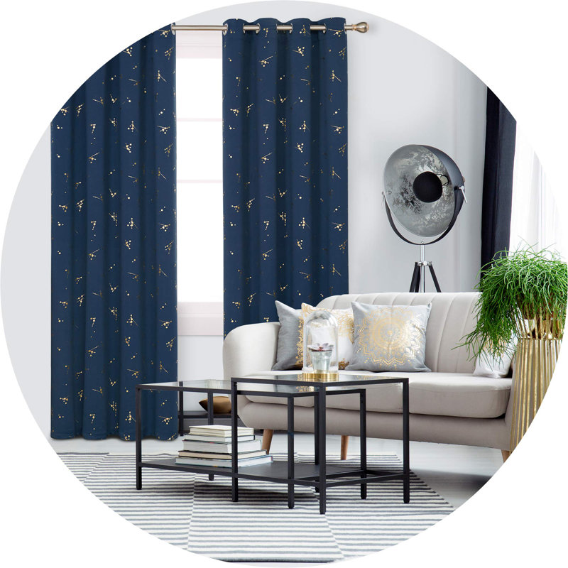 Polyester Blackout Grommet / Eyelet Curtain Pair, 55cm Width x 175cm Drop