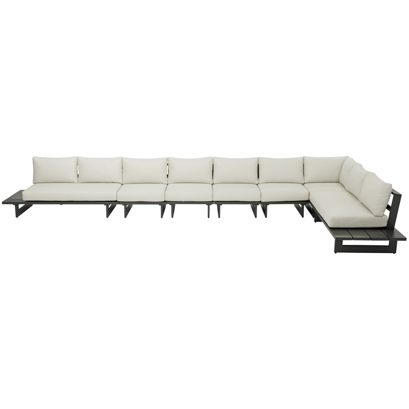 Canapé modulaire d'extérieur avec coussins Kirit 212, gris, Crème