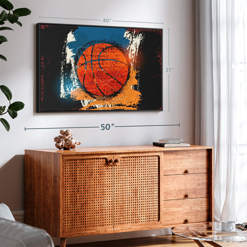Impression sur toile Basketball Grunge, H 27 po x l 40 po