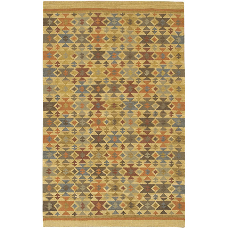 Tapis multicolore en laine tissé à plat à la main Marshayla, 7 pi 9 po x 10 pi 6 po