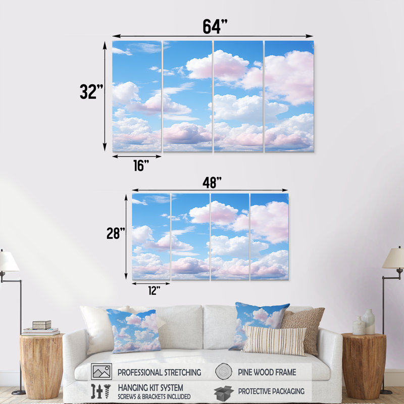 Sky Sky Horizon II - décor mural 4 pièces Sky, H 28 po x l 48 po