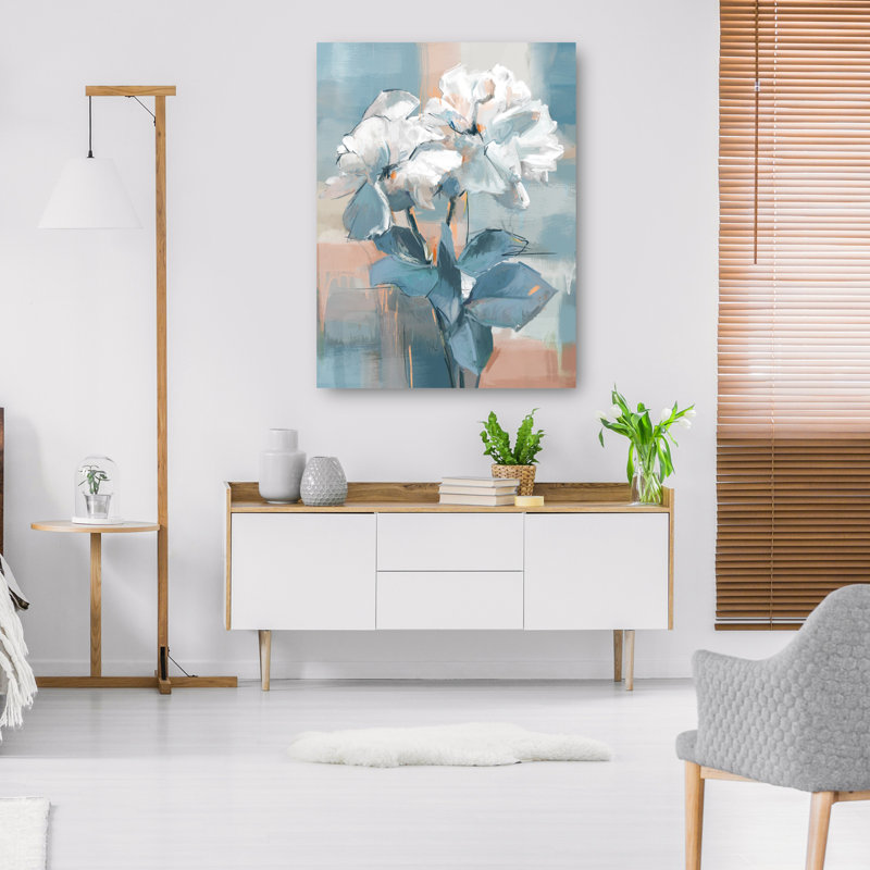 Spring Duet Blue and White Floral Canvas Art Print