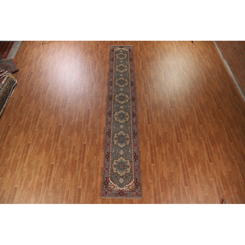 One-of-a-Kind 2'8" X 16'4" New Age Runner Wool Area Rug in Gray