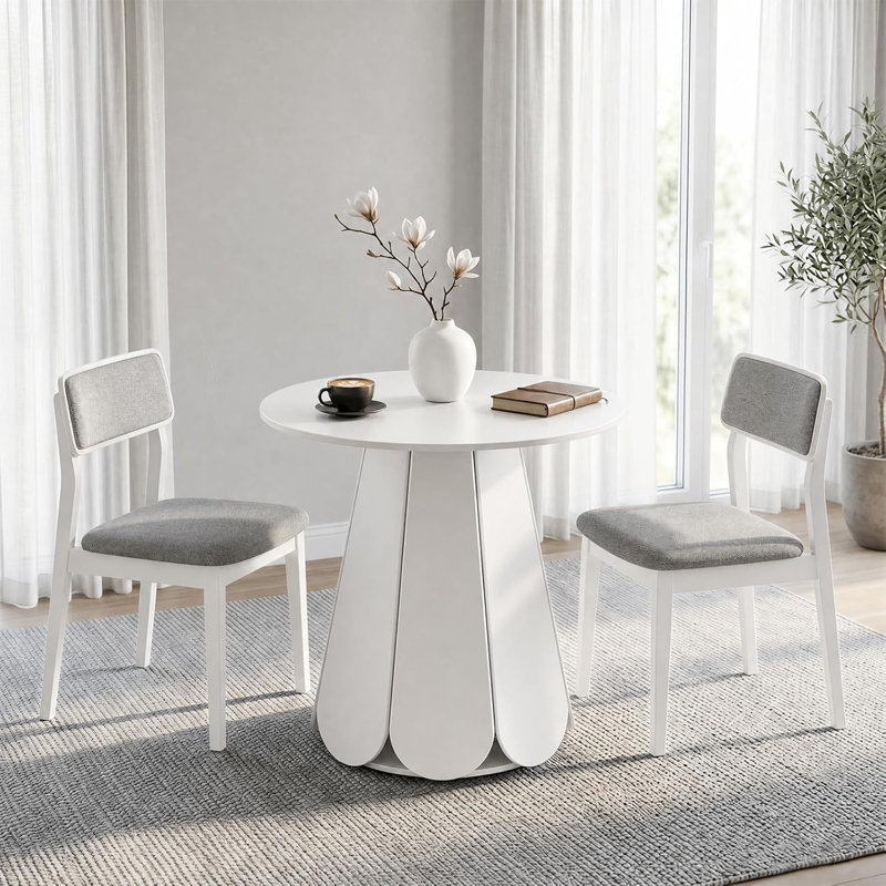 Table de salle à manger ronde 31,5 pouces avec base Petals, Blanc / ne s'applique pas