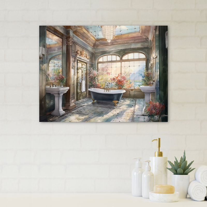 Panig 1900's Bath Oasis II - impression sur toile tendue, H 12 po x l 20 po x P 1 po