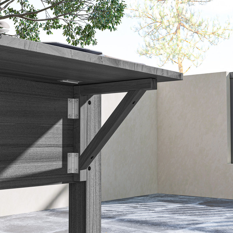 Lit de jardin surélevé, boîte de jardin en bois avec tablette inférieure, Gris