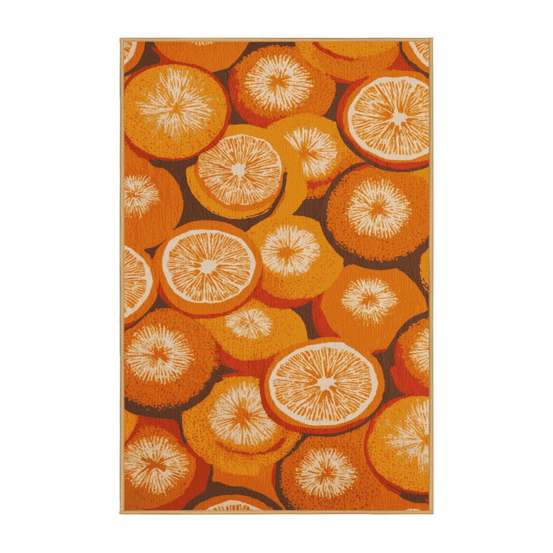 Washable Orange Navel Fruits Area Rug, Rectangle 2' x 3'