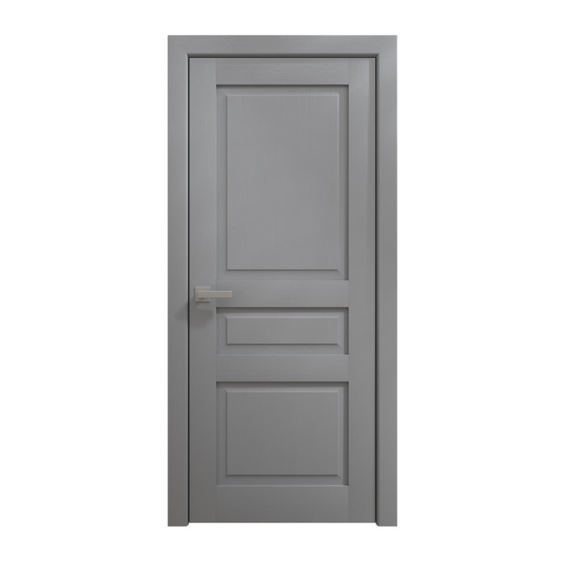 Porte intérieure française pleine 18 x 80 pouces Ego 5012 Chêne gris peint Panneau simple Cadre Poignée Salle de bain Chambre Portes modernes
