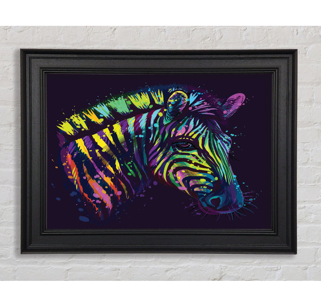 Regenbogen Zebra Leben Gerahmter Druck