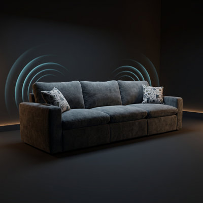 Canopy Power Sectional 3-Piece Gunmetal Gel Foam Cushions Wireless Bluetooth Audio Power Recliner Sofa