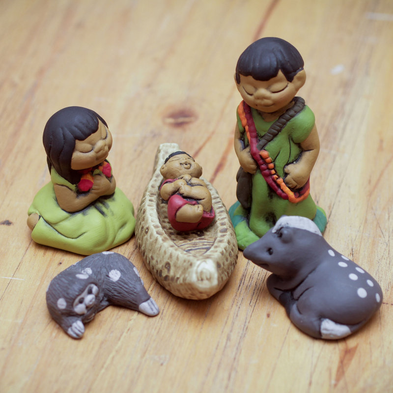 Ensemble de crèche en céramique amazon, fabriqué à la main 6 pièces péruvien