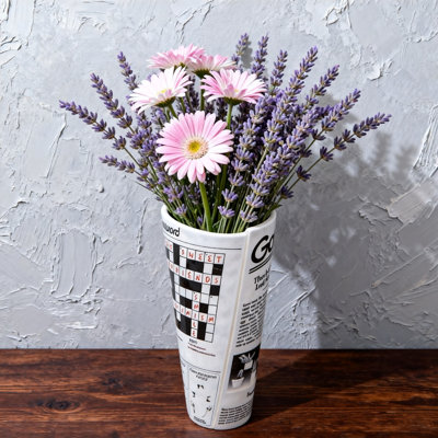 Vase en céramique de journal d'inspiration rétro, décor de tablette en céramique rétro (blanc)