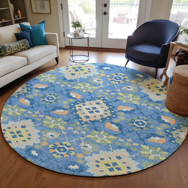 Tapis intérieur / extérieur bleu Vespera , 8 pi x 8 pi