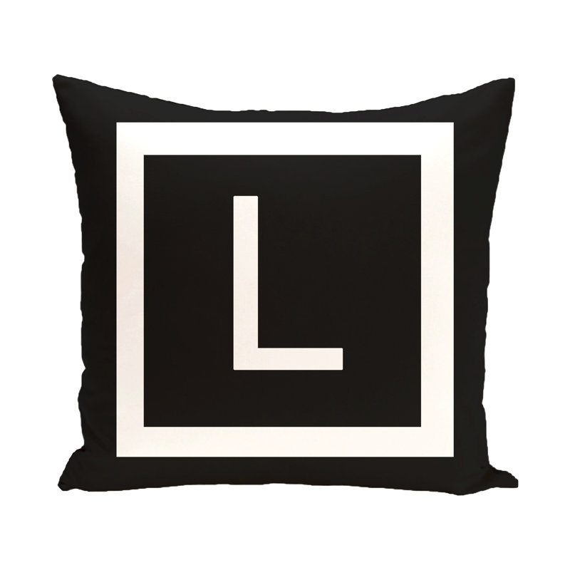  Housse de coussin carré et insert, Corbeau / blanc, H 18 po x l 18 po x P 2 po, L