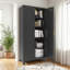 Armoire de rangement 71 po à 2 portes galbées, armoire de rangement en métal avec portes et tablettes réglables, pour chambre à coucher, salon, cuisine-172588323