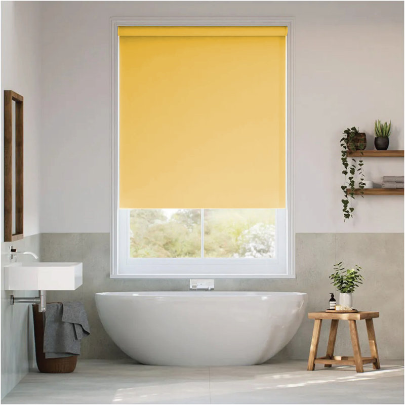 Indoor blackout Trimmable roller blind, Ochre, 210cm L x 120cm W