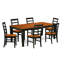Ensemble de mobilier de salle à manger 7 pièces composé d'une table rectangulaire en bois avec feuille papillon et 6 chaises de cuisine, noir et cerise-1302270529