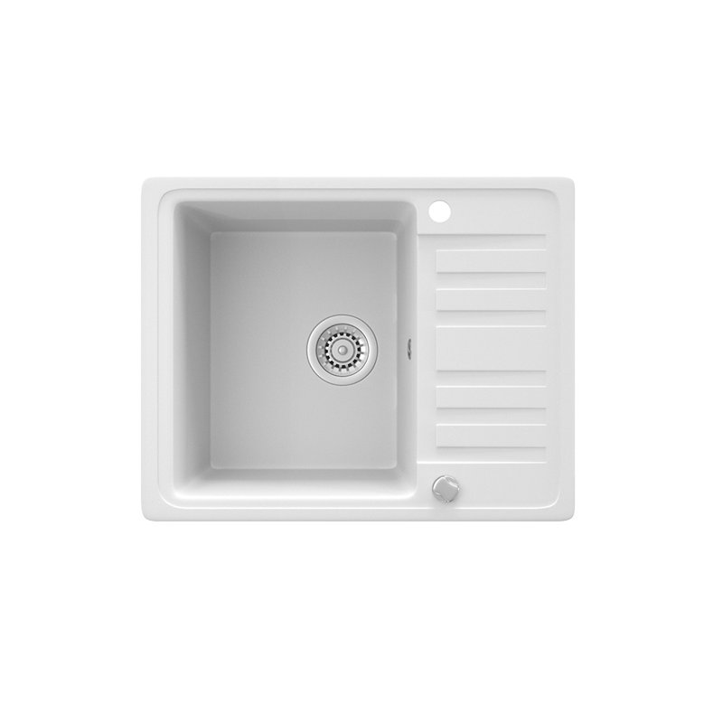 Dakota Fields Daramanivong 460mm W Single Bowl Granite Drop-In Kitchen Sink with 1 Faucet Hole, White