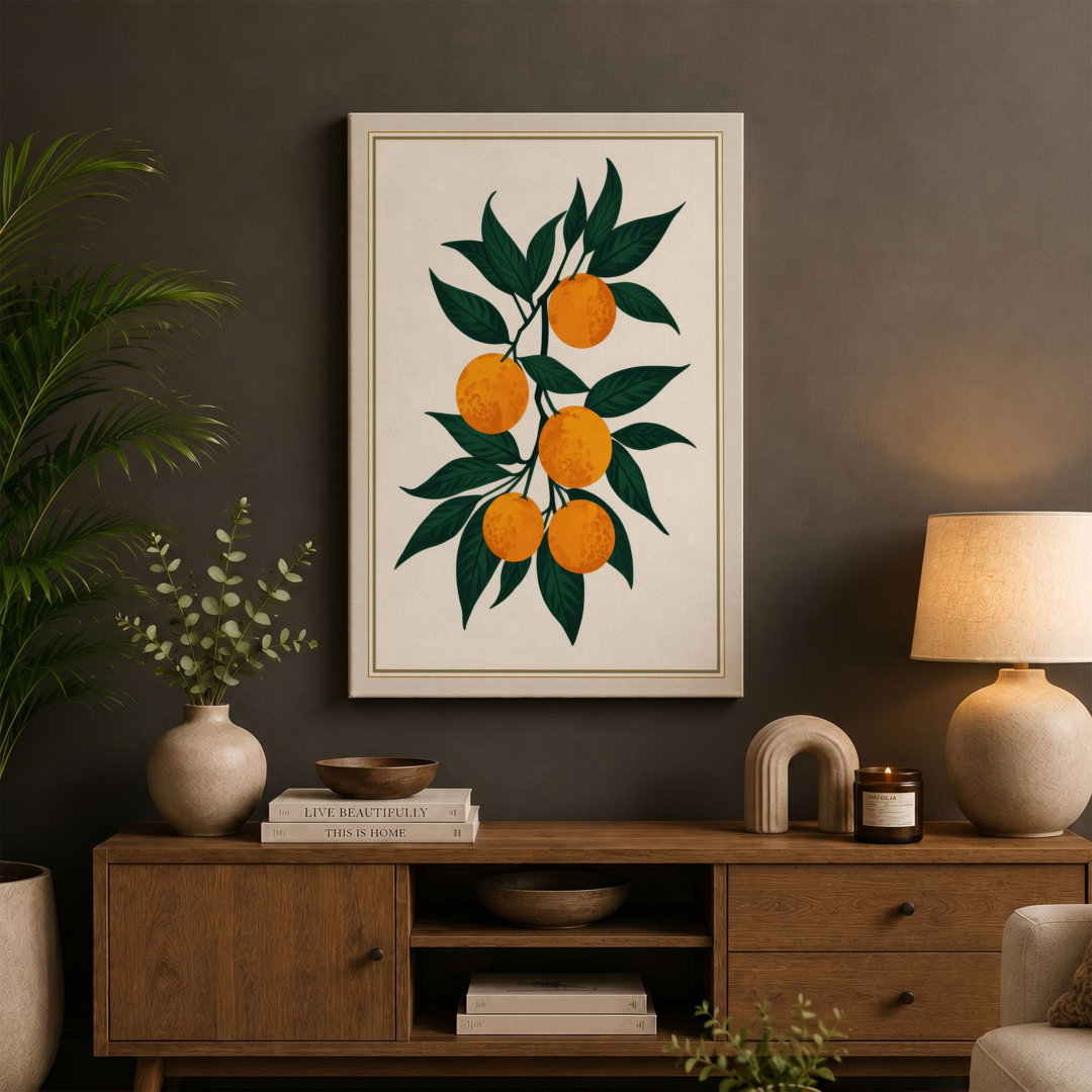 Citrus Branch with Leaves Botanical - Wrapped Canvas