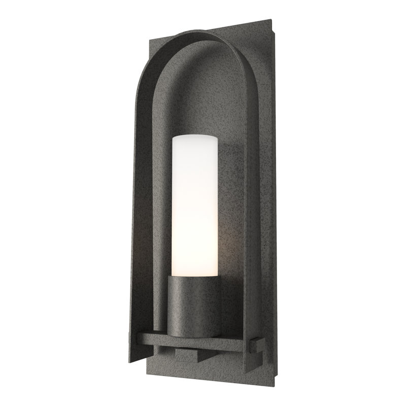 Triomphe Aluminum Wall Light, Natural Iron, 16" H x 6.3" W x 3.2" D, Opal