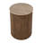 15 in. W Round Fluted Travertine and Wood Side Table