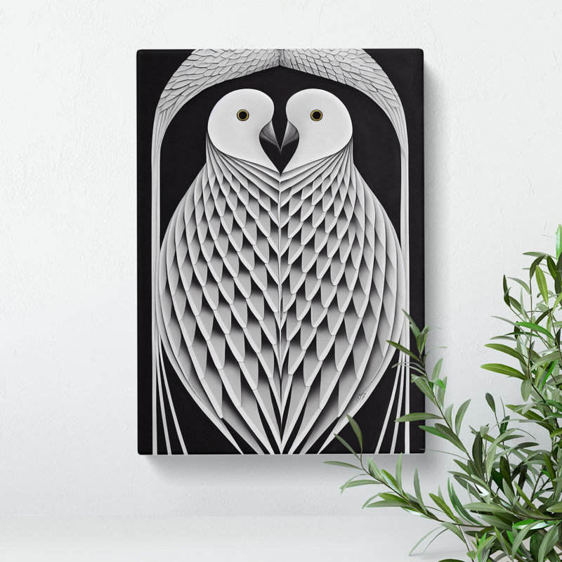 Symmetrical Birds Abstract - Wrapped Canvas, 60cm H x 35cm W x 3cm D