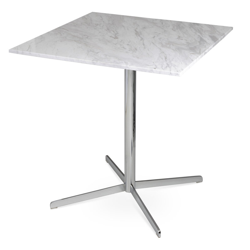 Diana Pedestal Dining Table, White Marble, 29" H x 23" L x 23" W