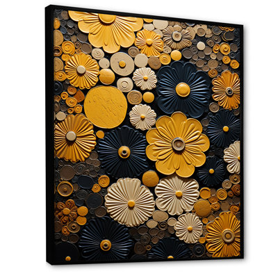 Fleurs jaunes, poterie sur toile