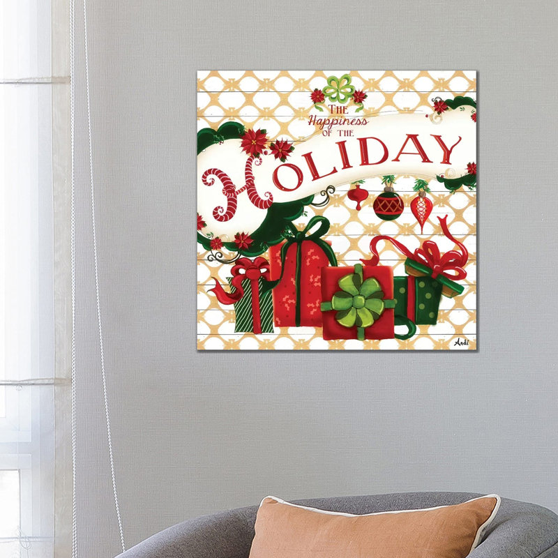 Gold Christmas Cheer Ii by Andi Metz - Wrapped Canvas Gallery-Wrapped Canvas Giclée, 66.04 cm H x 66.04 cm W x 1.91 cm D