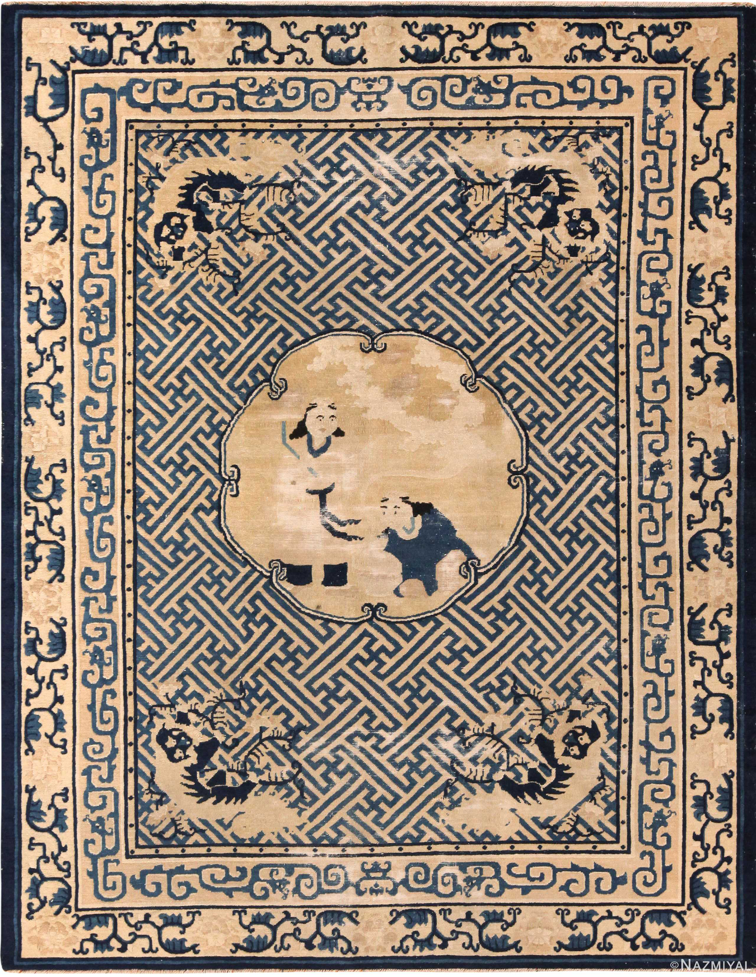 Pictorial Chinese Foo Dog Area Rug 71791 Nazmiyal Antique Rugs