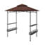 Pavillon de jardin pour barbecue à 2 niveaux avec tablettes latérales et auvent en polyester, brun foncé