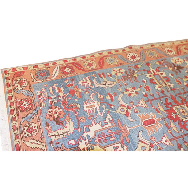Hand Knotted Wool Area Rug in Green And Red