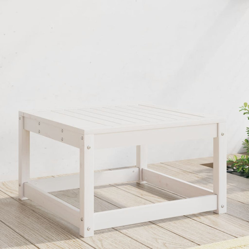 Garden Footstool Solid Wood Pine, White