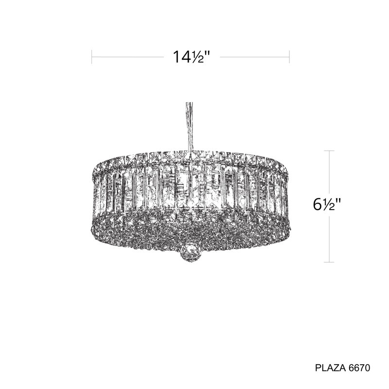 Plaza Glass Chandelier, 6.5" H x 14.5" W x 14.5" D, Heritage Crystal