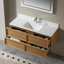 Meuble-lavabo mural en bois naturel moderne de 48 po entièrement assemblé