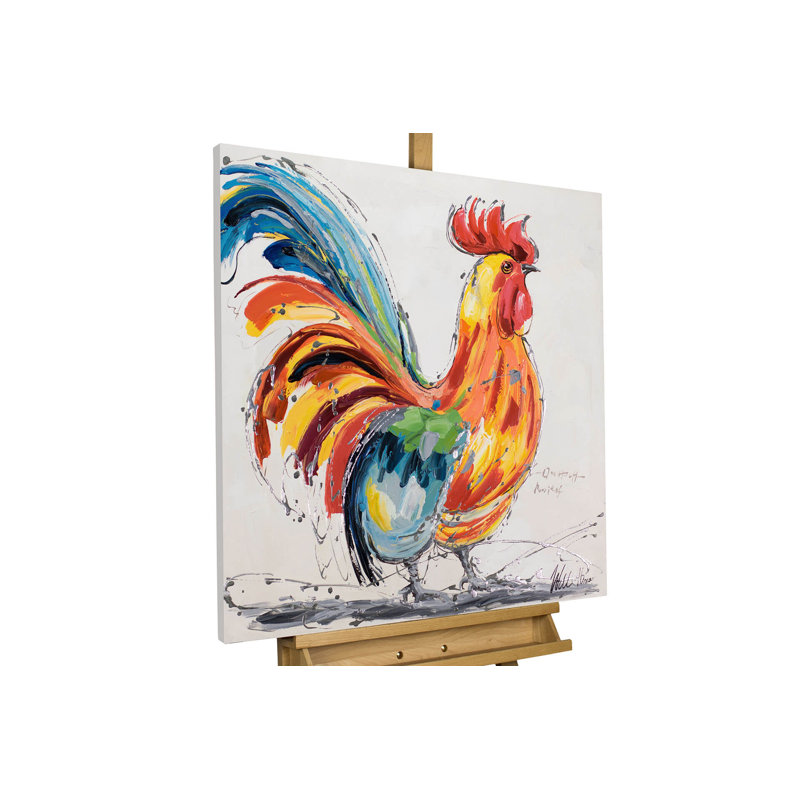 Acrylic Painting Cock In A Basket