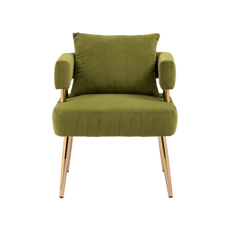 Chaise d'appoint avec pieds dorés, Polyester vert