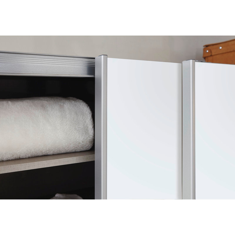 Caracas 3 Door Manufactured Wood Wardrobe, Premium, 210cm H x 271cm W x 62cm D, White