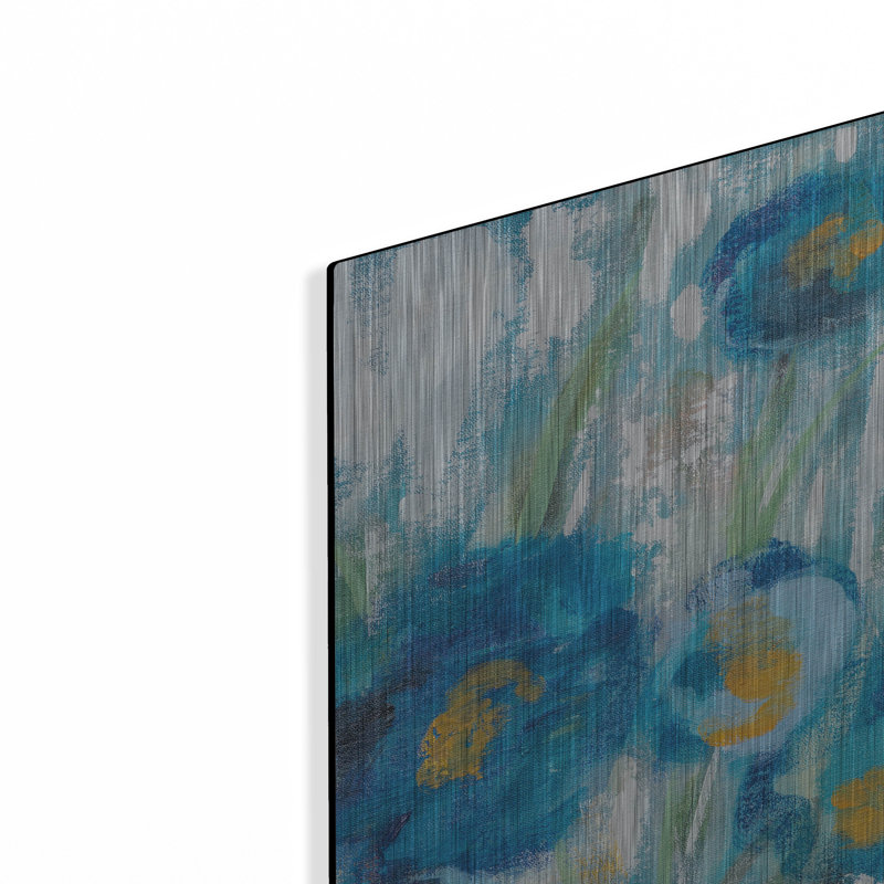 Art mural en métal  «Tall Blue Flowers 2» par Silvia Vassileva, H 48 po x l 16 po