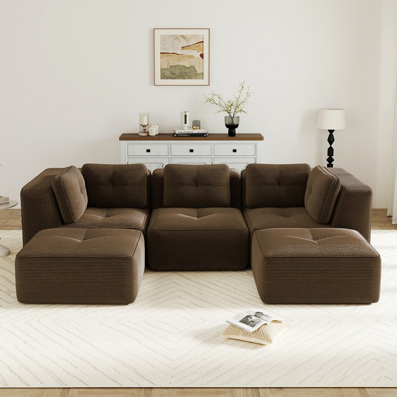 Canapé modulaire Modern, H 27,1 po x l 116,9 po x P 40,9 po, Brun