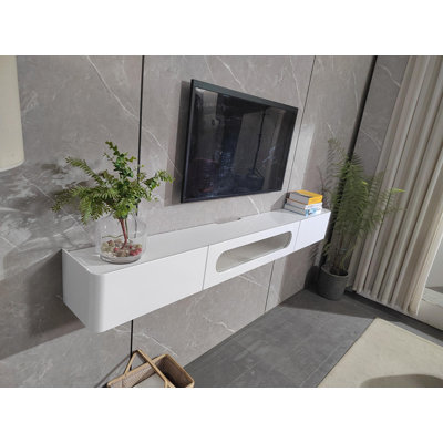 47-inch Floating Tv Stand, Wall-mounted, Fully Assembled,for Tvs Up To 50", High Gloss