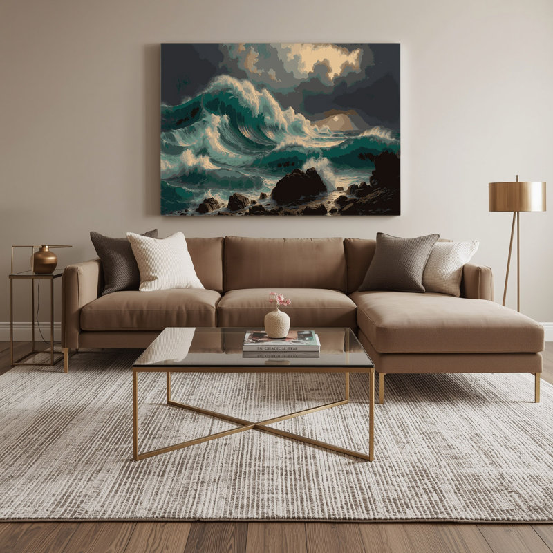 «Coastal Stormy Seas», art mural sur toile noire, H 24 po x l 36 po