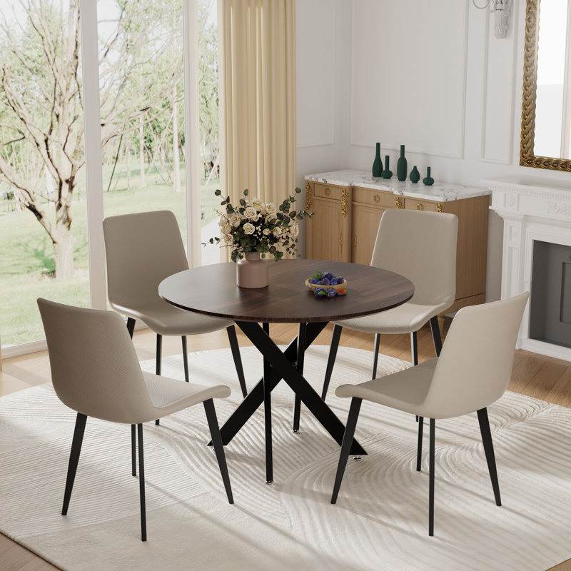 Ensemble de salle à manger 5 pièces, H 29,6 po x L 36 po x l 36 po, Blanc, Brun