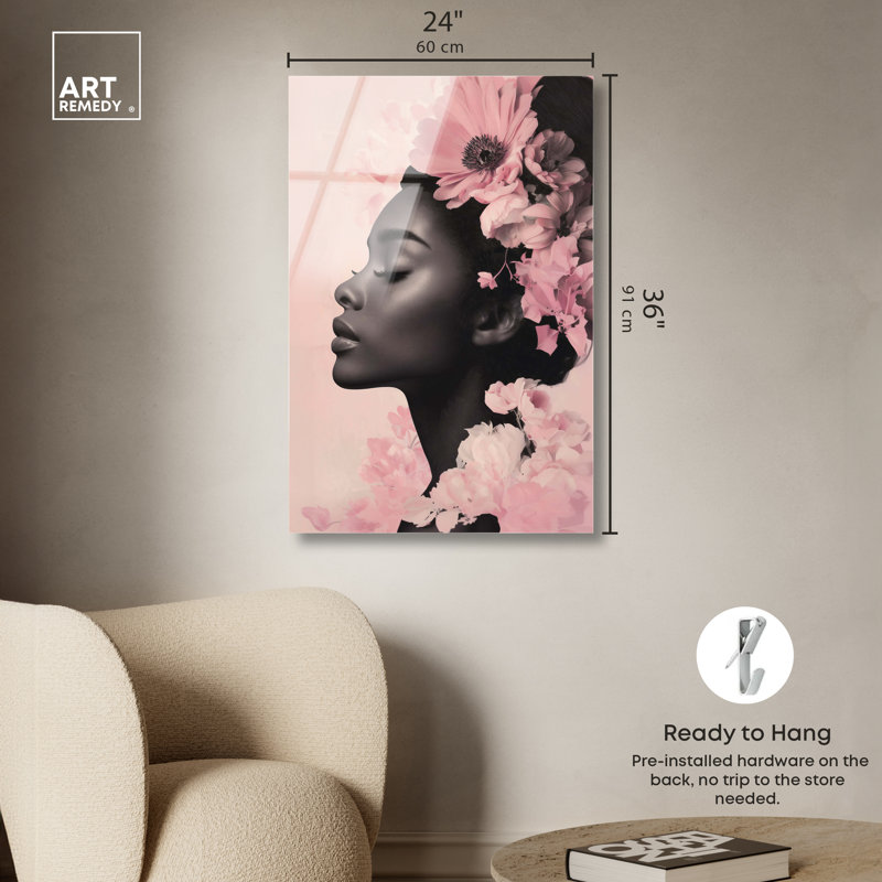 Décoration murale florale Flourish in Pink Bloom par Art Remedy, prête à être suspendue, 24 x 36, H 36 po x l 24 po