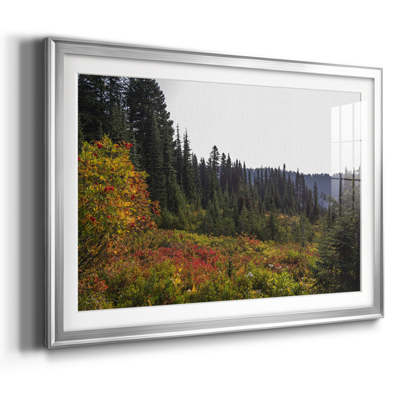 Fleurs parmi les arbres, impression sur papier, Argent, H 30 po x l 44 po x P 1,5 po