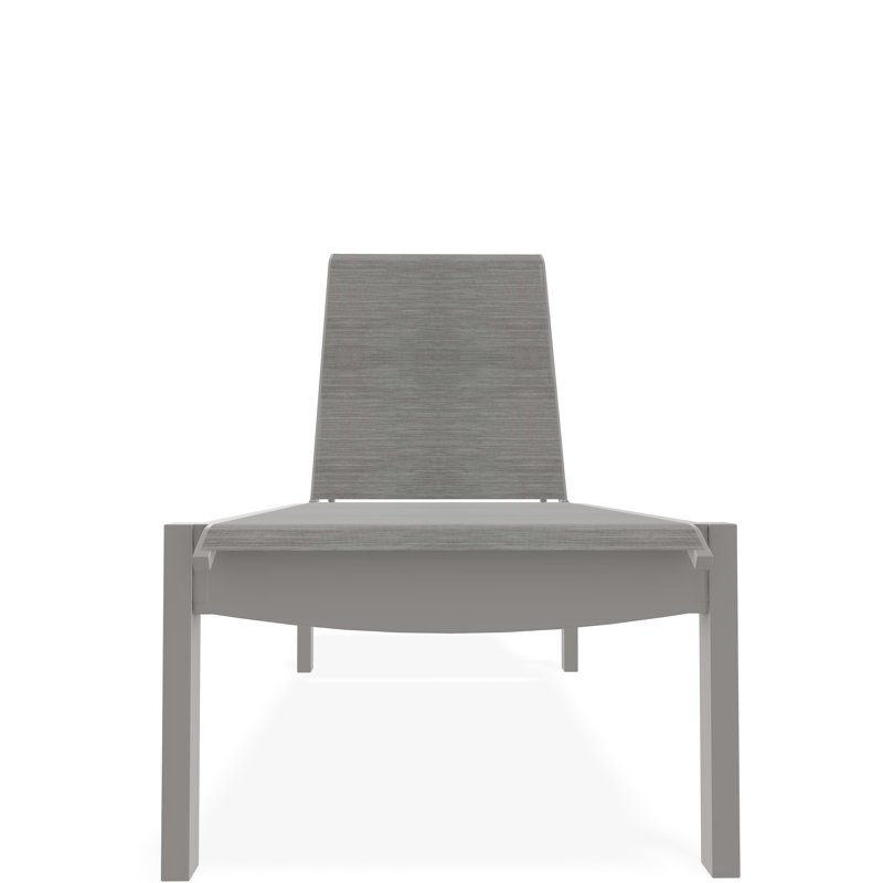 Leeward Sling Marine Grade Polymer Lay-flat Stacking Armless Chaise with Wheels, Harbor, Warm Gray