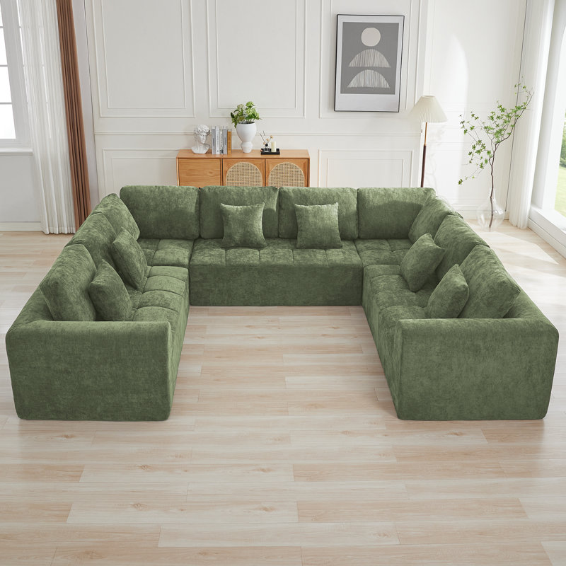 Boneless 137.9’’ Oversized U-Shape Sectional Sofa, Modular Compressed Cloud Couch with Memory Foam, No Assembly Needed