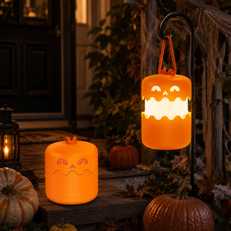 2 lanternes de citrouille d'Halloween pliables, lumière DEL rechargeable