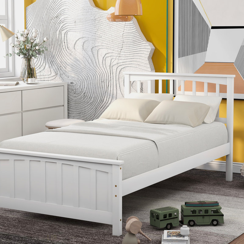 Lit plateforme en bois, Blanc