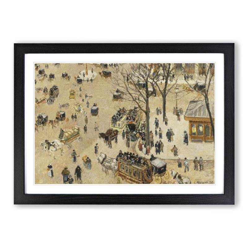 Theatre Place by Camille Pissarro - Picture Frame Painting, Black, 48cm H x 65cm W x 2cm D